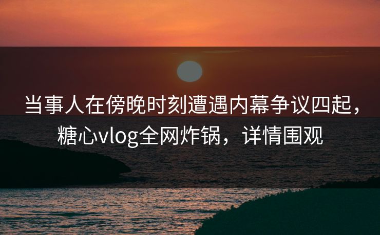 当事人在傍晚时刻遭遇内幕争议四起，糖心vlog全网炸锅，详情围观