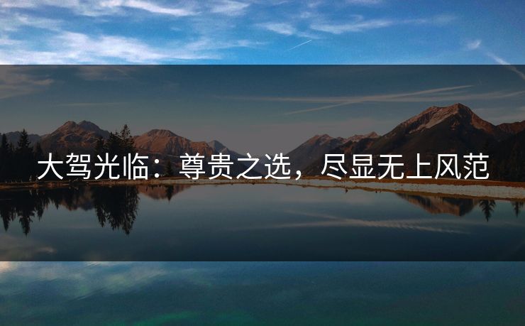 大驾光临:尊贵之选,尽显无上风范